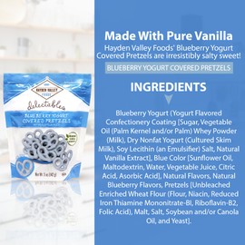 Hayden Valley Foods Blueberry Yogurt Covered Pretzels - 5 oz Bags (Pack of 3) - No Artificial Flavors, Preservatives or Colors - Blue Bulk Holiday Sweet Snacks