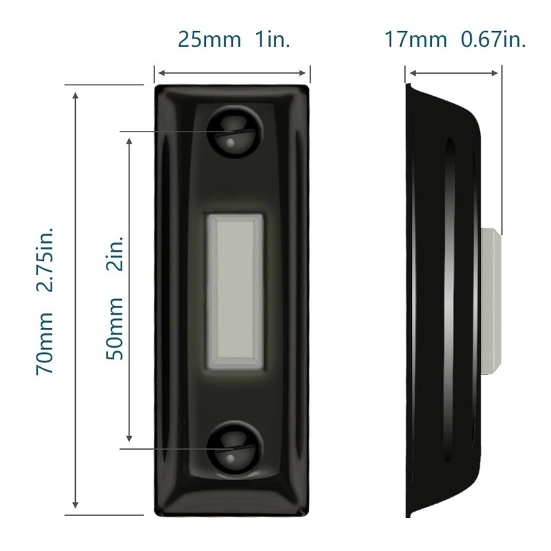 WESUA Metal Doorbell Button With LED lighted Push Switch (black)
