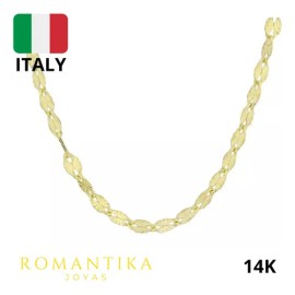 Cadena Italiana Oro 14K Grano de Café 50cm 1.5mm Dorada Romantika Joyas