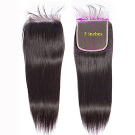 5x5 Lace Closure Straight Closure Human Hair 5x5 Closure Straight Natural Hairline Free Part Pre Plucked Closure with Baby Hair(14inch)