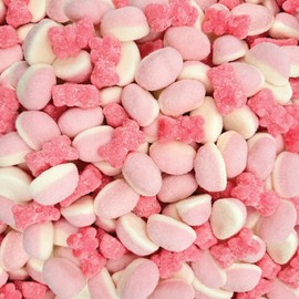 Pink Candy Mix | 2 Pound Bag | Sour Gummi Bears | Puffy Gummies | Tutti-Frutti and Strawberry Flavors | Pink Gummies for Baby Showers, Gender Reveal, Party Favors, and Candy Buffets