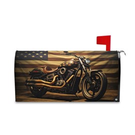 Msyxl Magnetic Mailbox Covers - Vintage Motorcycle Flag Standard Size 18x21 Inches for Garden Yard Outdoor - Easy to Install Mailbox Wraps for Post Letter Box