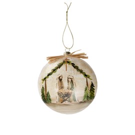 Cottage Garden Stony Creek Nativity Lightable Frosted Glass 4.7 x 3.5 inch Christmas Hanging Ornament