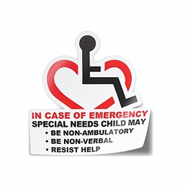 Non-Ambulatory Child With Special Needs On Board Sticker Decal (3", 1 Piece) - Protect Your Family by Flippin Stickers