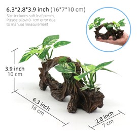 relaqcc Fish Tank Decorations Artifical Driftwood Cave Aquarium Decor Ornaments Silk Aquarium Plants for Betta Fish Tank Accessories