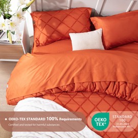 Gotroolhome Boho Comforter Set with Jacquard Tufted Design,Shabby Chic Bedding Sets for All Seasons,Bed in a Bag Comforter,Flat Sheet,Fitted Sheet,Pillowcases & Shams (Burnt Orange, Twin)