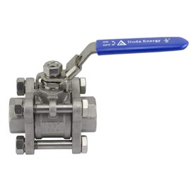 3PCBV-WOG1000-F100-1 Full Port Ball Valve, 3 Piece, 3/8" NPT, 304 Stainless Steel PTFE Seals Water Oil Gas, Pack 2