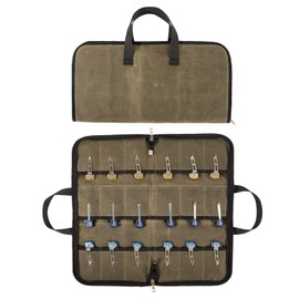 Pocket Knife Roll Bag,Zipper Knife Display Case with 18 Slots,Waxed Canvas Folding Pocket Knife Holder Storage Case for Collection,Knife Organizer for Tactical Camping EDC Mini Knife Roll