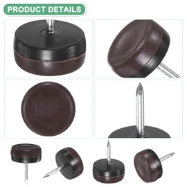 M METERXITY 24-Pack Furniture Sliders, 0.9" Nail-on Chair Leg Protectors for Hardwood Floors/Table/Chair/Wooden Floors, Furniture Glides [Brown]