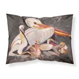 Caroline's Treasures JMK1026PILLOWCASE White Pelicans Fabric Standard Pillowcase Lightweight Super Soft Easy Care Decorative Artwork Pillowcase, Standard
