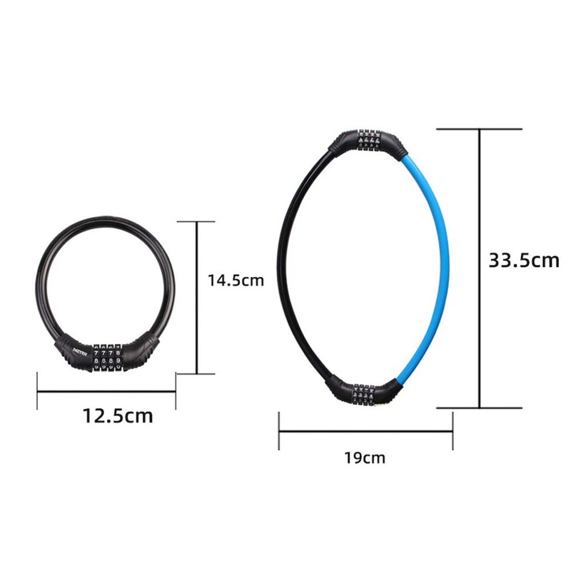 VOANZO 2pcs Bicycle Lock Cable, 4-Digit Number Resettable Combination Bike