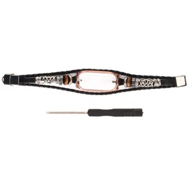 Leather Strap for Xiaomi 7 NFC Bracelet Metal Buckle Ethnic Style Retro Smart Watch Replacement Band for Mi Band 7 Black and Gold