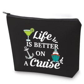 Cruise Vacation Cosmetic Bag Life is Better On A Cruise Makeup Bag with Zipper Summer Vacation Travel Case Beach Life Gift (BL Cruise)