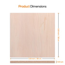 Proflex Maple Plywood 6pcs, 1/8" x 12” x 12” Real Wood Plywood Sheets Premium “A” Grade with Smooth Sanded Finish, Perfect for Laser Cutting & Engraving, Crafts, and DIY Projects.