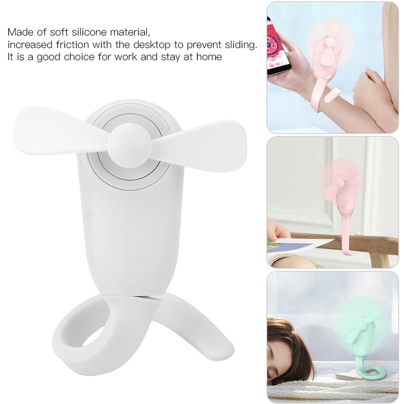 Electric Versatile Small Portable Fan USB Rechargeable Handheld MultiFunctional Cooler(White
