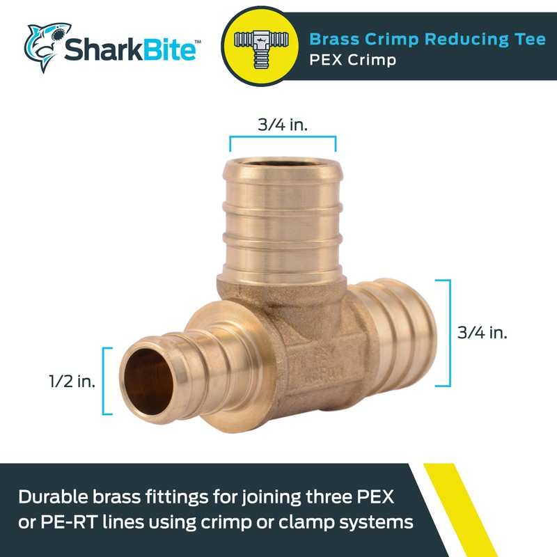SharkBite 3/4 Inch x 1/2 Inch x 3/4 Inch Crimp