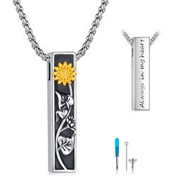 Ash Jewellery for Ashes S925 Sterling Silver Sunflowers Urn Necklace Memorial Ash Keepsake Pendant, Sterling Silver