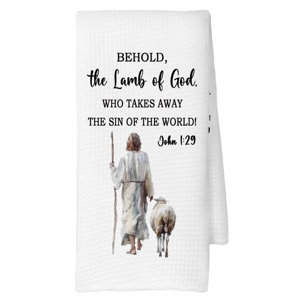 CUANFDDSF Christian Jesus Easter Lamb Kitchen Towels, Religious Easter Day