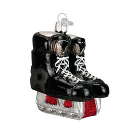 Old World Christmas Hockey Skates Glass Blown Ornament for Christmas Tree, Handcrafted Holiday Decoration, Sport Collection
