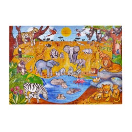 Amonev floor puzzles 100 pieces puzzles for both table and floor with easy to handle thick pieces making it a great gift for any occasion (Safari)