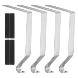 PATIKIL Christmas Stocking Holders, 4pcs Stocking Holder Stand Metal Hooks Reusable Right-Angle for Fireplace Indoor Decorations Garland, Silver