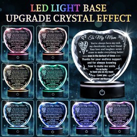 KMNKSCN Gifts for Grandma, for Grandma from Granddaughter Grandson, Heart Crystal Keepsakes Christmas Birthday Gifts with Light Base