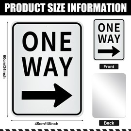 Memorywuu One Way Sign 24 x 18 Inch One Way Arrow Signs Outdoor Engineer Grade Aluminum Traffic Road Sign with Reflective Film Rust Free Metal Easy to Mount for Parking Lot Street Outdoor (1 Pack)