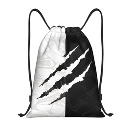 Cool Drawstring Bags Scratch Pattern Art Design Sport Gym Sack Drawstring Bag Black White Yin and Yang Design Stylish String Bag Yoga Bag for Men Women