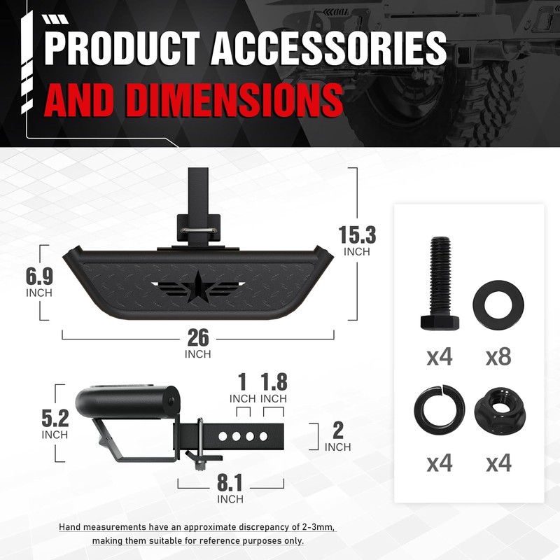 YZONA Tow Hitch Step Trailer for 2 Inch Receiver, with