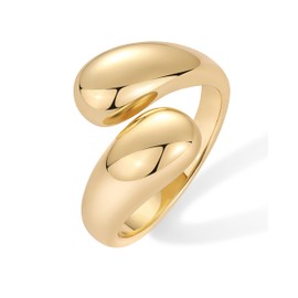 PAVOI 14K Yellow Gold Plated Chunky Open Twist Stackable Rings for Women | Bold Crossover Statement Ring Band | Size 8