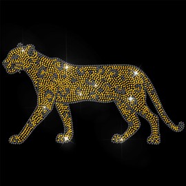 ANATTASOUL Leopard Rhinestone Iron on Hotfix, Animal Patterns Heat Transfer Decal Bling Rhinestone Decals Heat Transfer Patch Clothing Repair Applique for T-Shirt DIY