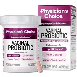 Physicians CHOICE Probióticos vaginales para mujeres humectación, equilibrio del pH, control de olores, equilibrio de levaduras, flora vaginal, salud 