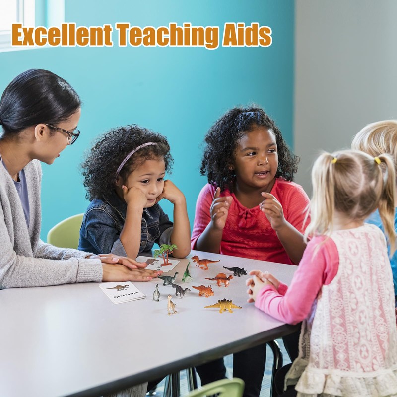 MEROCO Dinosaur Animal Flash Cards for Toddlers with Figurines Animal