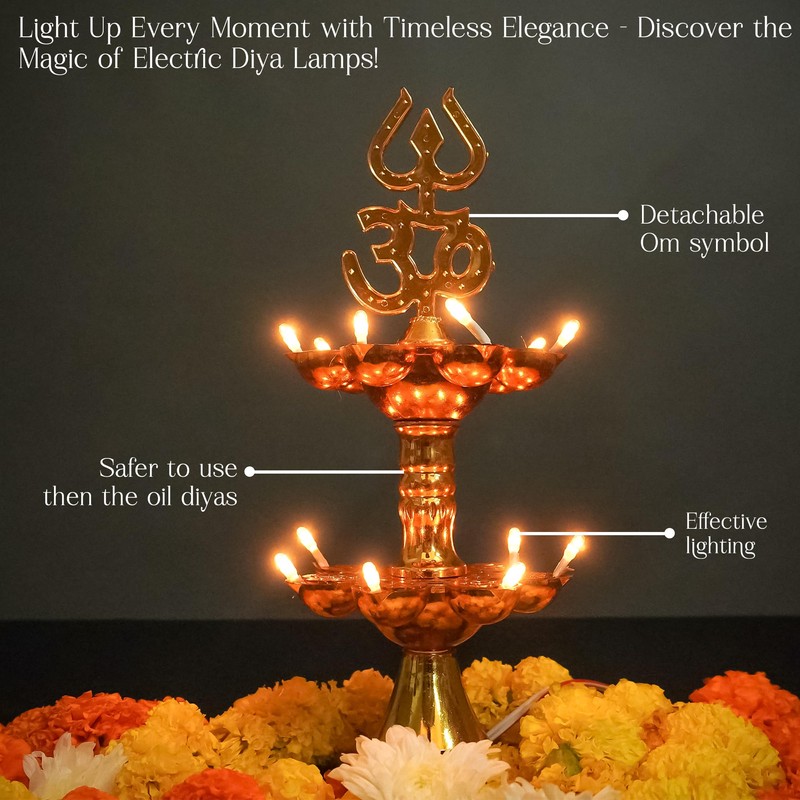 Electric Plastic Light, Pooja Diya with LED Spark, Home Temple