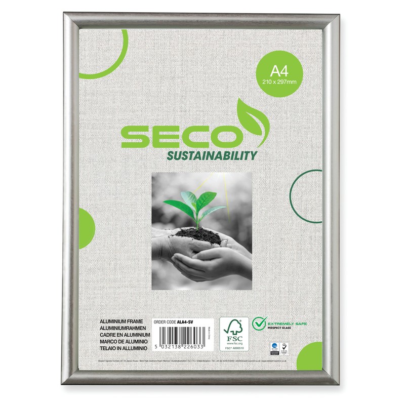 Stewart Superior A4 Brushed Aluminium Picture Frame with Perspex Safety