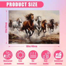 Running Horse Placemats Set of 6,12x18 Inch Linen Place Mat Washable Stain Resistant Table Mats for Spring Summer Seasonal Farmhouse Kitchen Party Home Decor