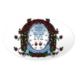 CafePress Miraculous Medal 2 Sticker Oval Car Bumper Sticker