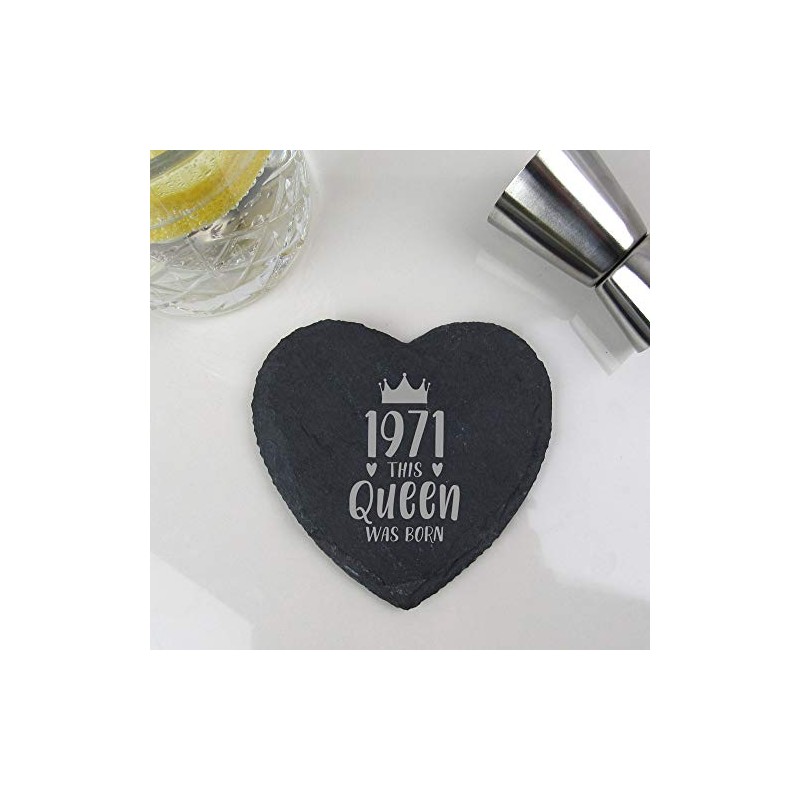 eBuyGB Drinks Mat, Placemat Engraved Heart Coaster-1971 This Queen was