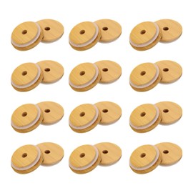 uxcell 30pcs Bamboo Jar Lids with Straw Hole, 87mm Wide Mouth Wooden Mason Jar Lids for Glass Cups, Canning Lids with Airtight Silicone Ring for Drinking Jars, Brown