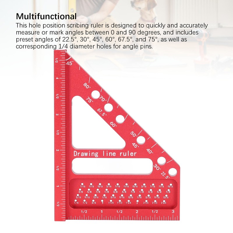 Hole Position Scribing Ruler 3D 22.5‑90° Multi Angle Measuring Square