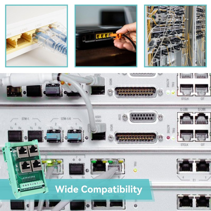 4 Way Buss Board, Rj45 8p8c Jack Breakout Board 0.5a