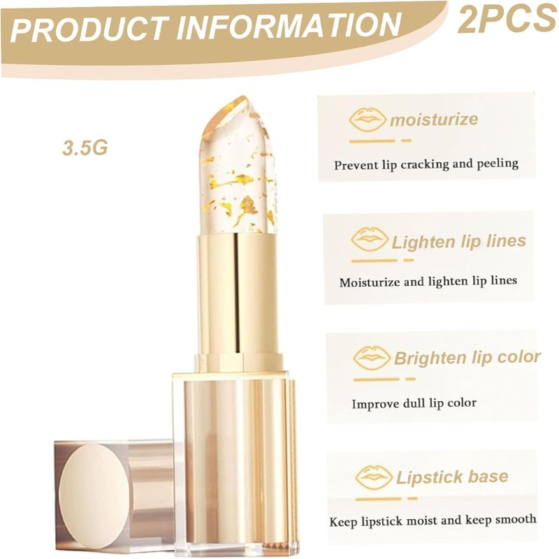 2 barras de labios transparentes que cambian de color, brillo