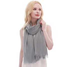 RIIQIICHY Scarf for Women Lightweight Solid Color Large Fashion Gauze Scarves Light Grey Shawl Wrap Plain