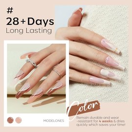 modelones- "Set de esmaltes de uñas en gel Modelones Nude, 6 colores, neutro, blanco lechoso, rosa, marrón, kit de esmaltes en gel, tono de piel