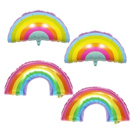 USHXVG 4 Pieces Rainbow Balloons, Multicolor Aluminum Foil Balloons, Rainbow Party Decorations, Birthday & Wedding Celebration Accessories