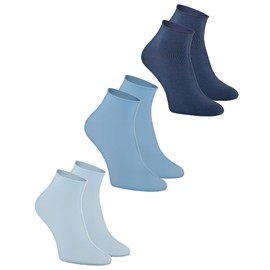 Rainbow Socks - Women's Cotton Comfortable Pressure-free Ankle Socks - Beige Blue Mint Socks Sets - 3 or 5 Pairs, 3x blue