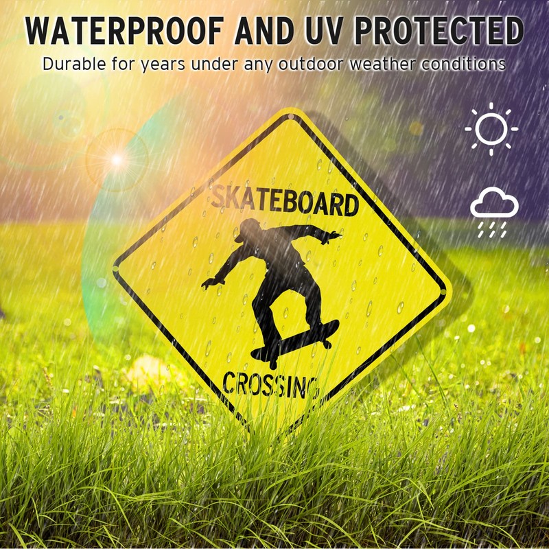 Faittoo Skateboard Crossing Sign, 2-Pack 10 x 10 Inch Reflective