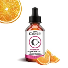 Crazylife Serum Anti Aging Face Serum with Vitamin C+ Hyaluronic Acid Vitamin E 30ml Brightening for Dark Spots Even Skin Tone Eye Area Fine Lines & Wrinkles 1 Fl Oz (1 Fl Oz (Pack of 5))