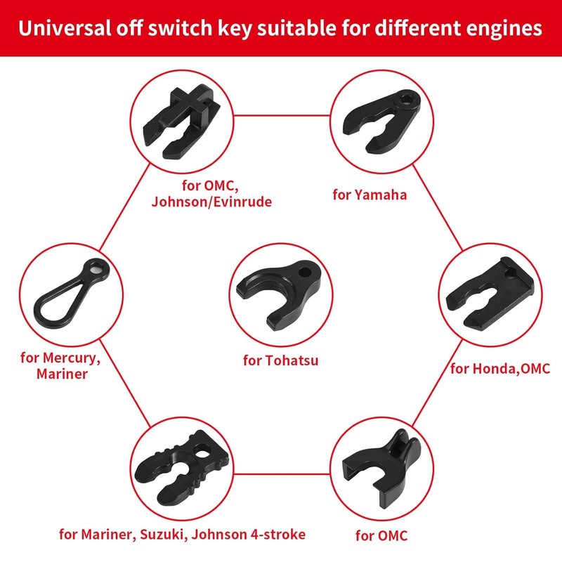 WADY Universal Boat Safety Lanyard Kill Switch Cord with 7