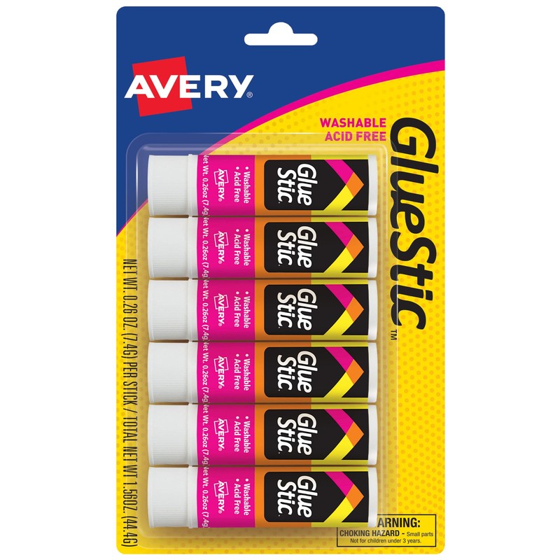 Avery 98095 Pegamento en Barra Glue Stick en Blister, 6